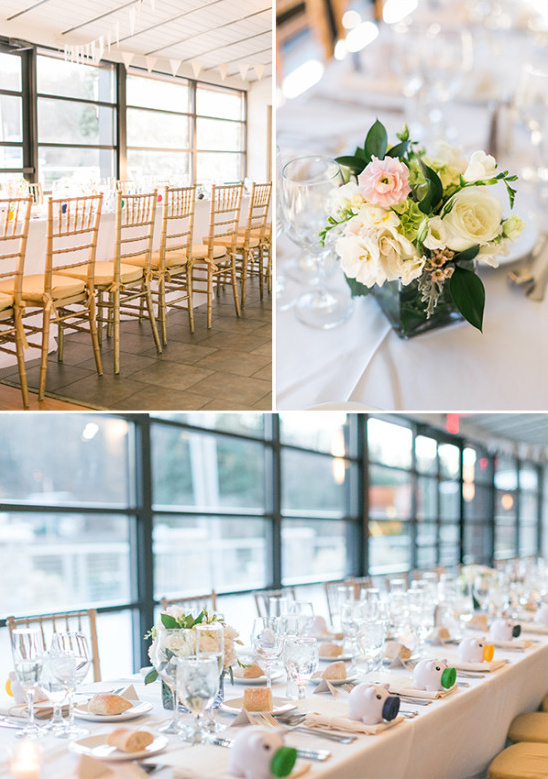 Elegant wedding reception table setting with flowers
