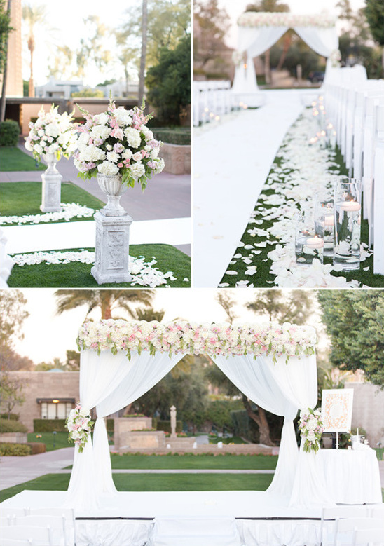 White and pink ceremony decor