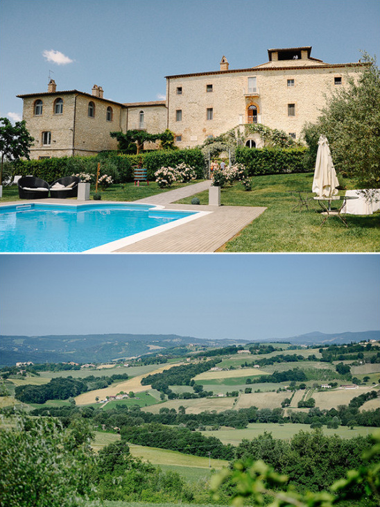 Italian villa with pool and garden in scenic countryside