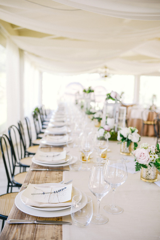 Elegant wedding reception table setting with flower decor