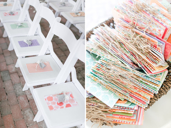 Wedding seating with favors and thank you notes detail