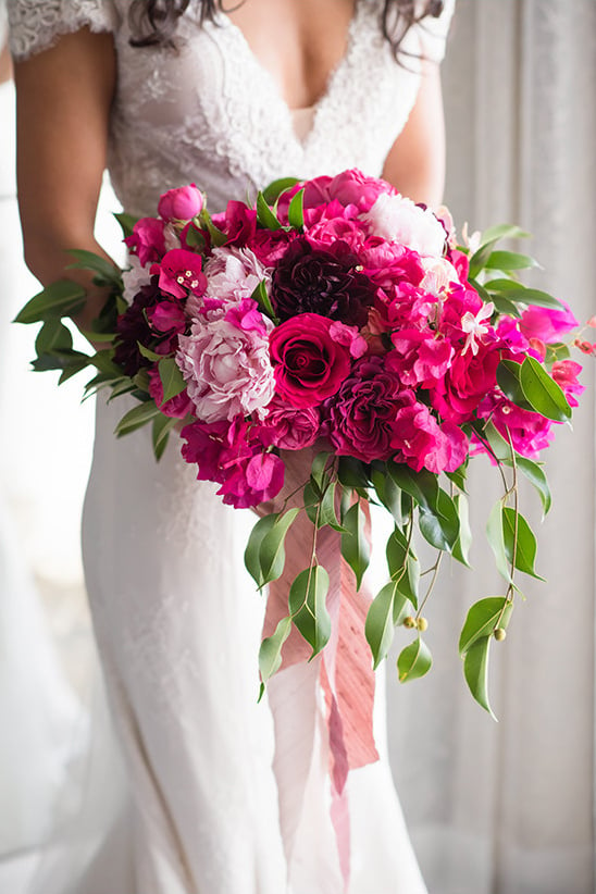 Bright fuschia wedding bouquet