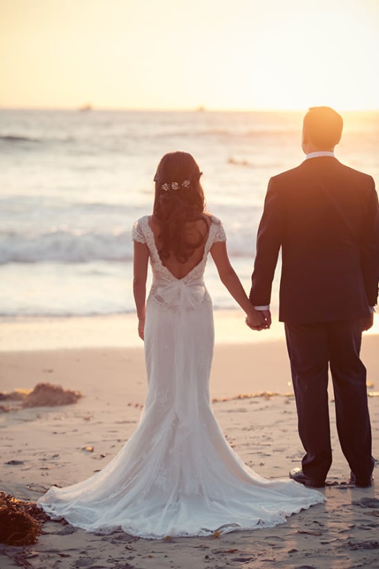 Golden hour wedding photography at the beach