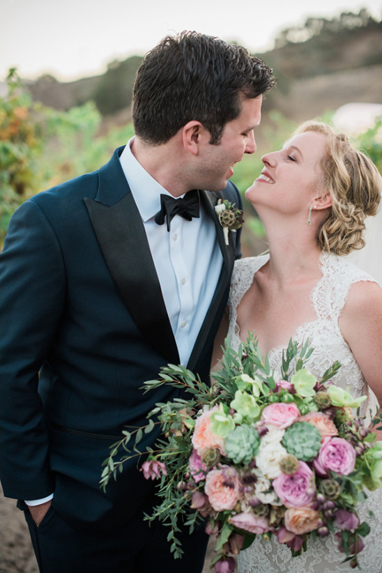 Happy couple sharing a loving moment at their wedding
