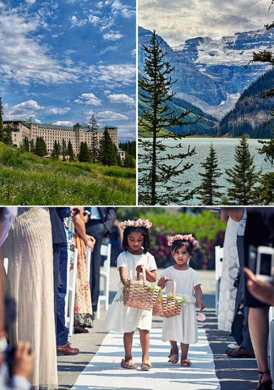 Wedding at Lake Louise with flower girls in tow