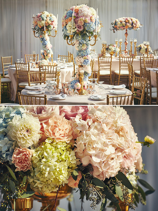 Elegant wedding reception with floral centerpieces