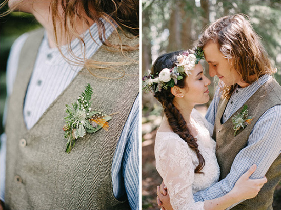 feather and flower boutonniere