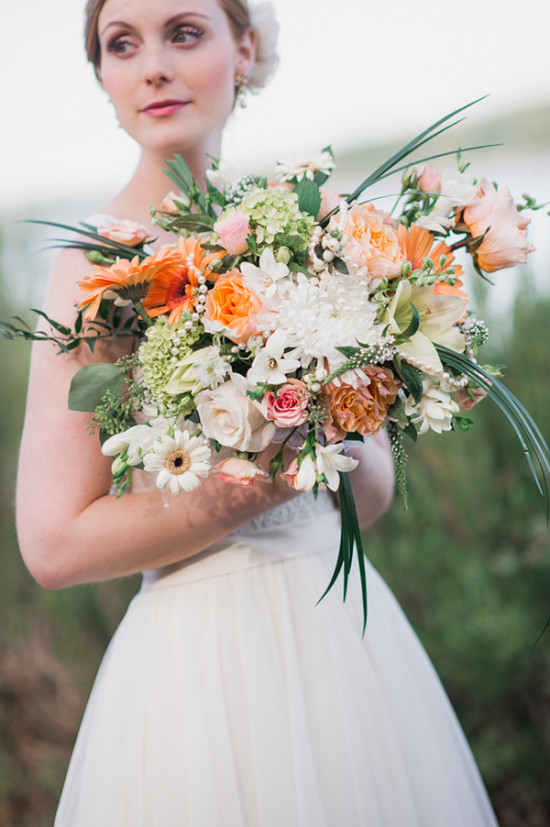 peach white and orange wedding bouquet