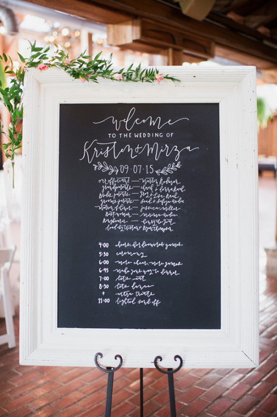 chalkboard wedding proceedings sign