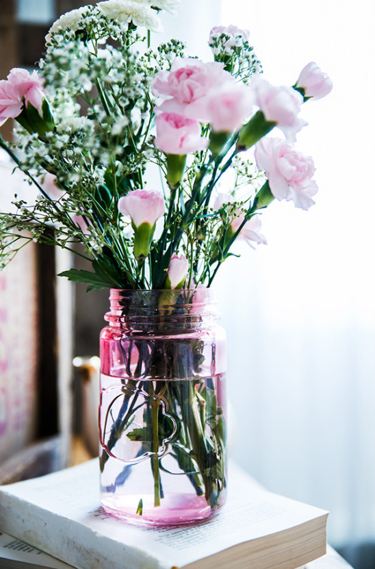 pink mason jar flower vase