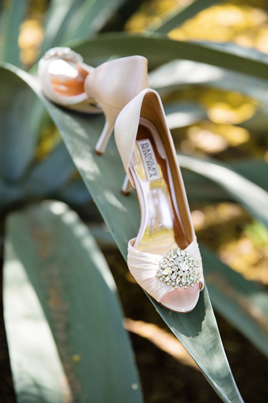 Elegant Badgley Mischka bridal heels with jeweled embellishment
