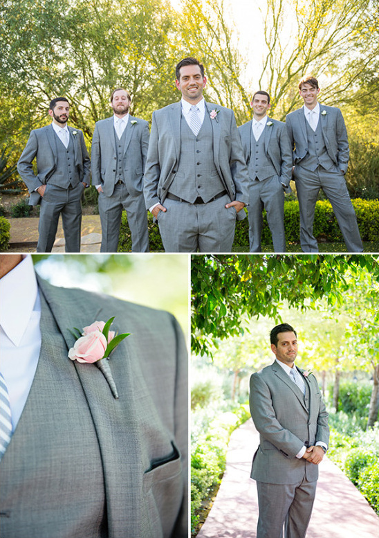 grey and white groom look