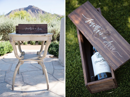Wedding wine box and table sign for Jonathan & Annie