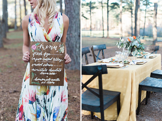 wedding menu and decor