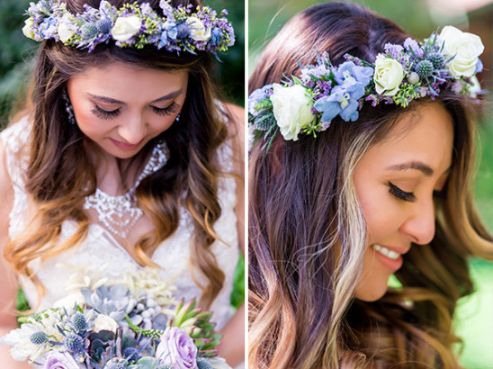 Bridal floral crown and makeup