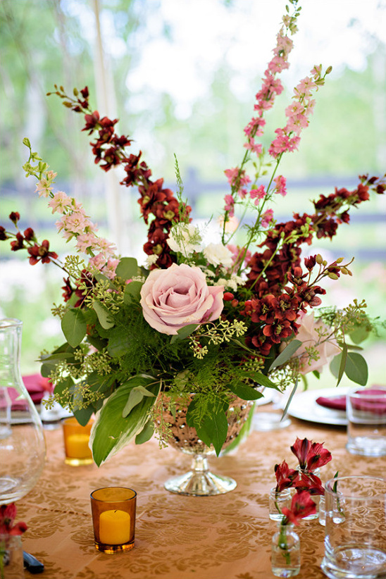 pink and red flower centerpiece
