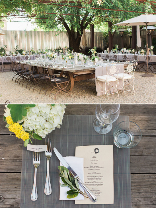 Elegant outdoor wedding reception with table setting