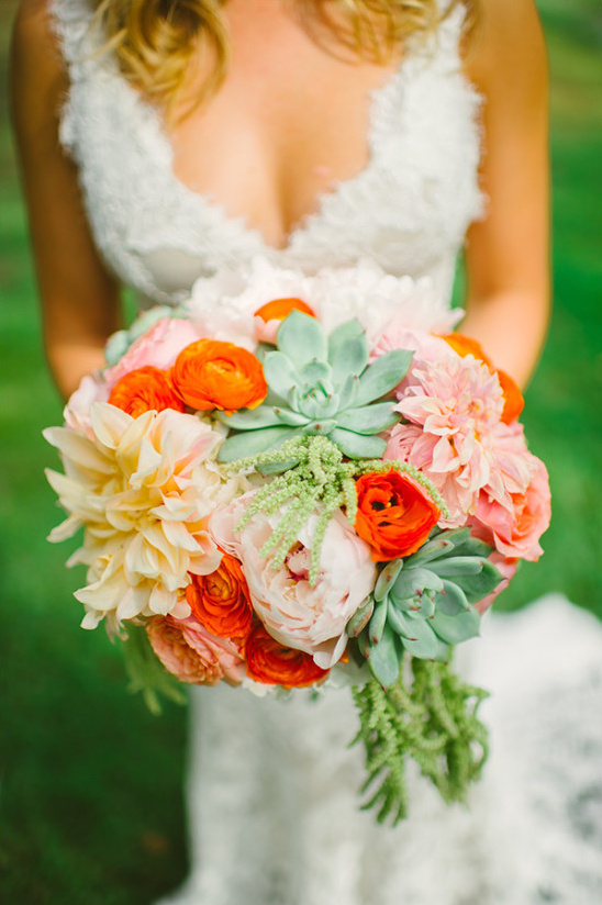 big bloom wedding bouquet with succulent