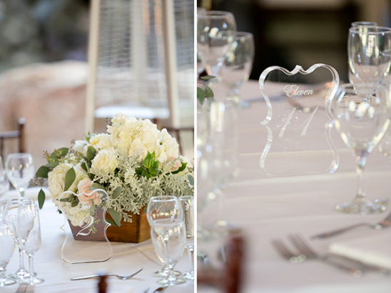 Elegant wedding table setting with flowers and numbers