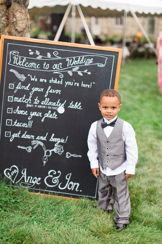 Wedding sign and cute ring bearer