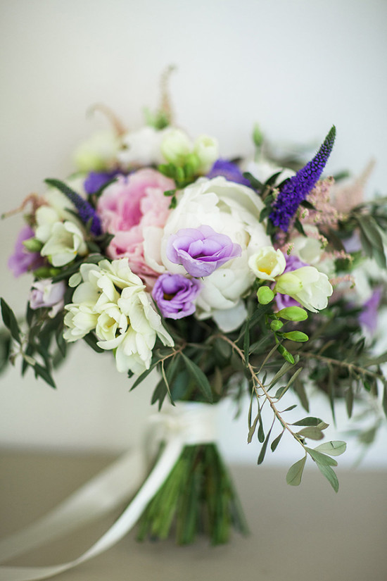 white pink and purple wedding bouquet