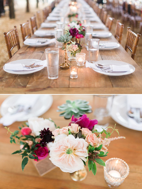 Elegant wedding reception table setting with floral decor