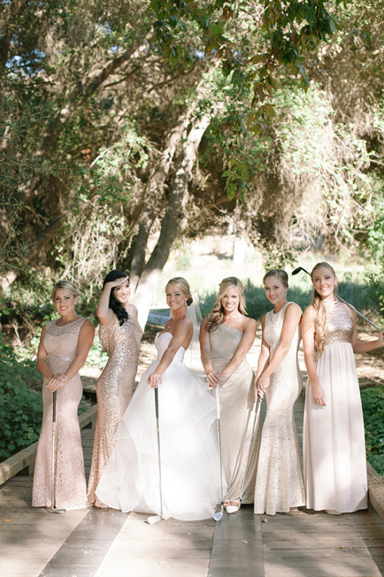 Bridesmaids and golf clubs