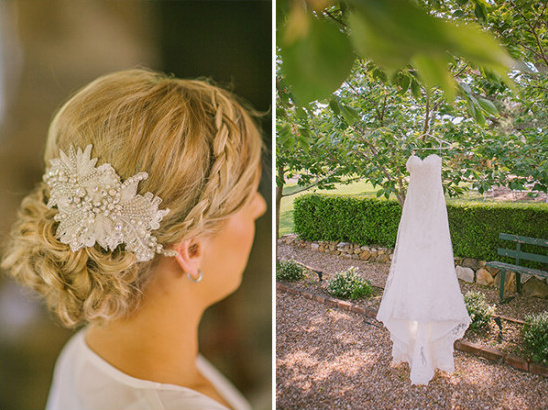 Bridal hair and dress details