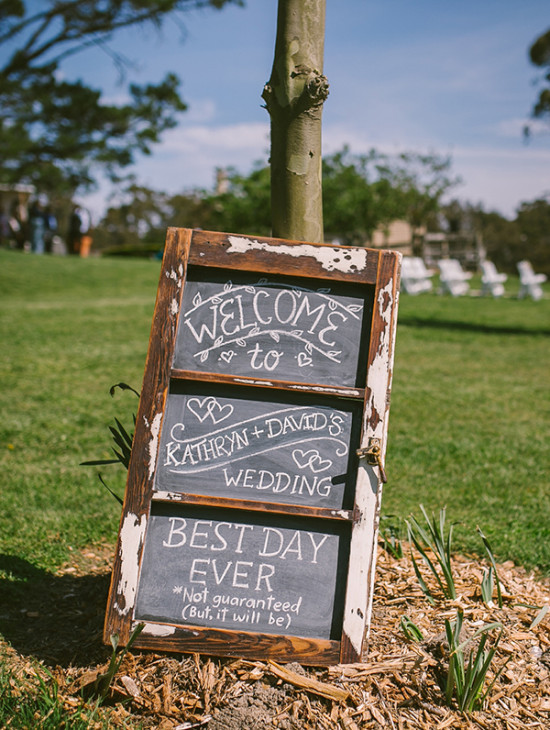 Chalkboard welcome wedding sign