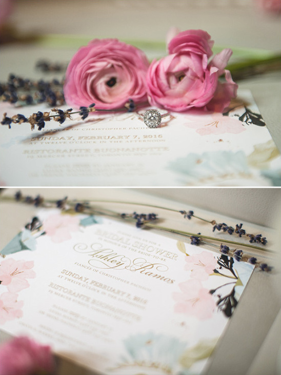 Bridal shower invites and engagement ring