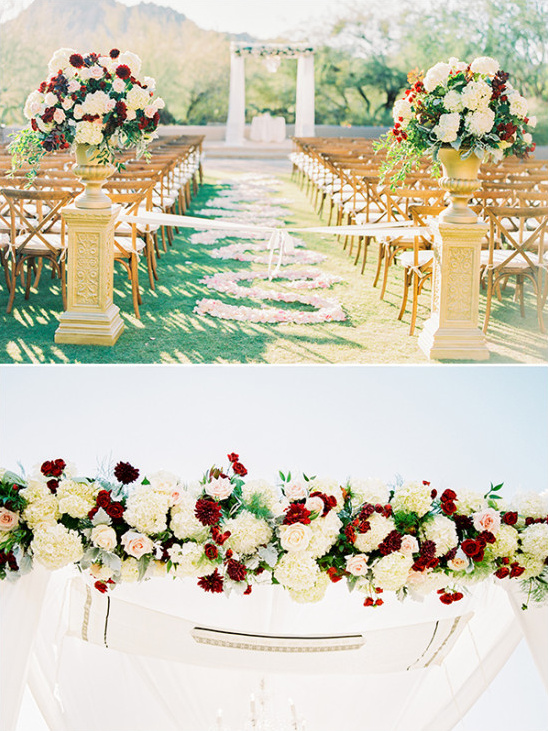 Red and white ceremony decor and details
