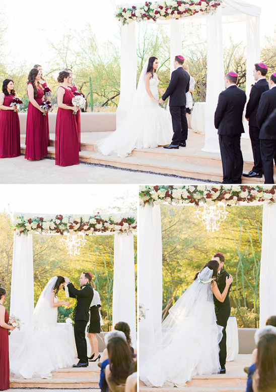 Ceremony details in red and ivory