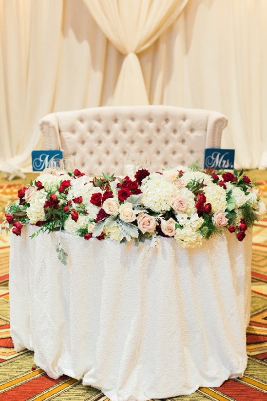 Sweetheart table with florals