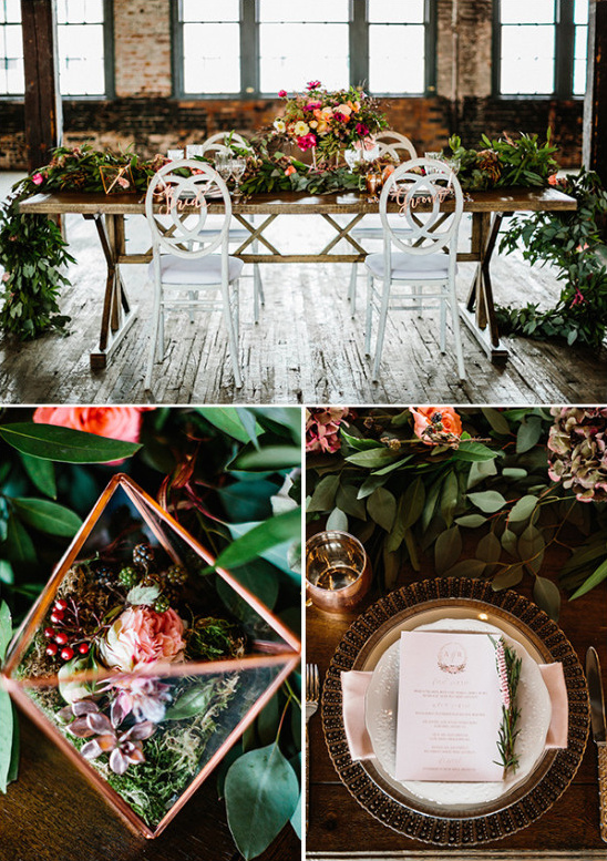 Rustic and floral table decor and details