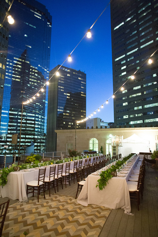 roof top city wedding reception