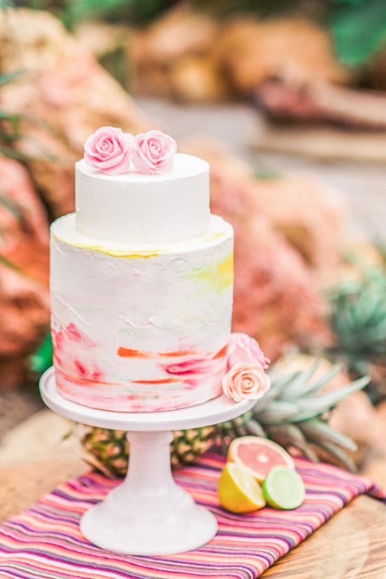 watercolor inspired wedding cake