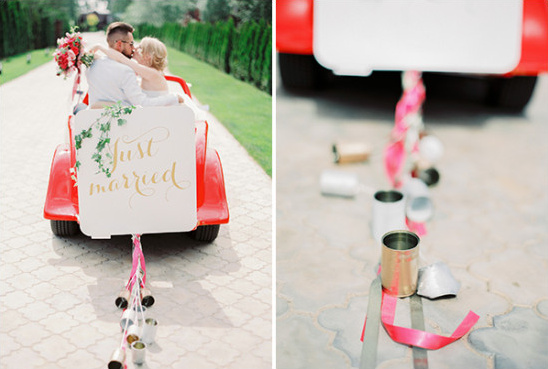 just married wedding car