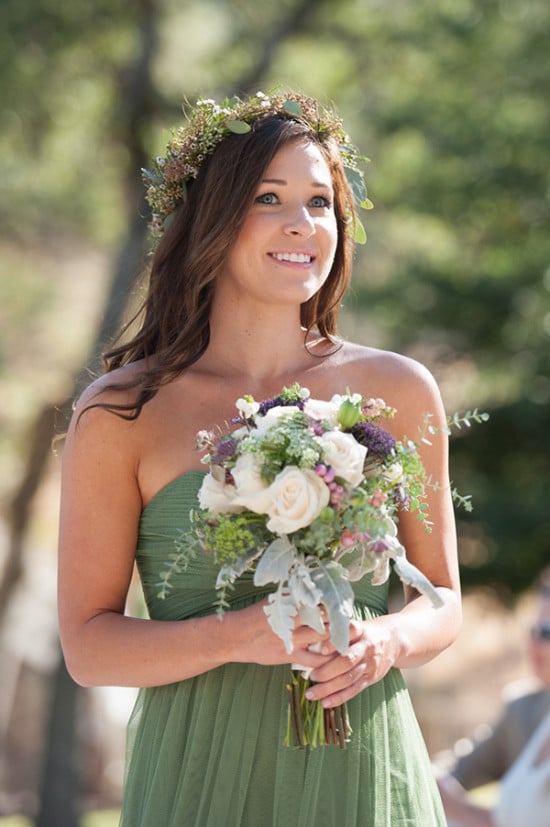 bridesmaid bouquet and flower halo