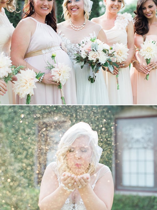 bridesmaids bouquets and gold glitter