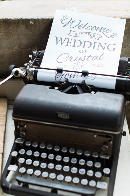 type writer wedding sign