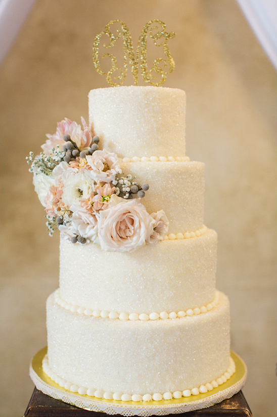 white glittering wedding cake