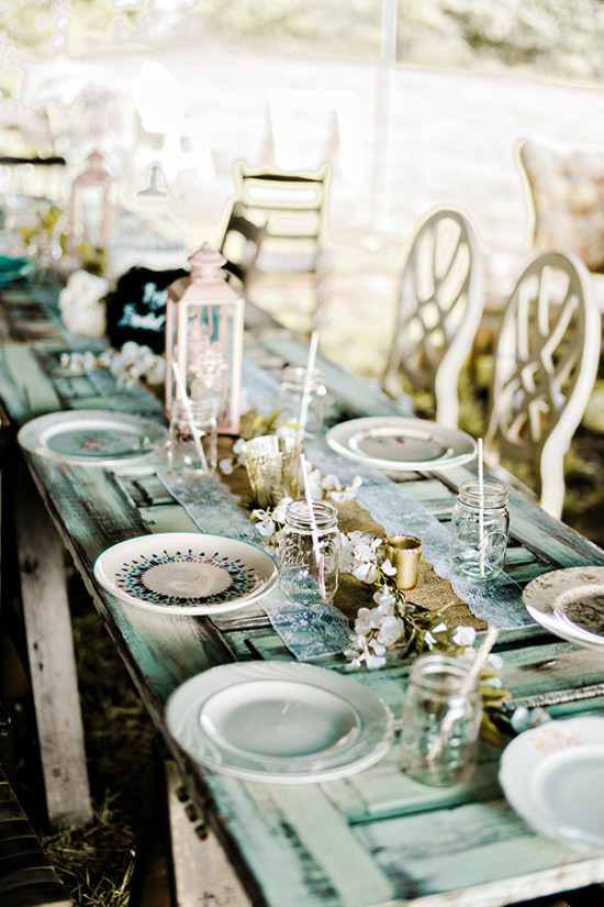 family style rustic wedding reception