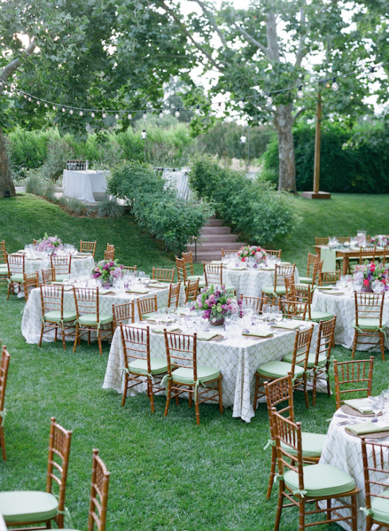 garden reception in purple and green