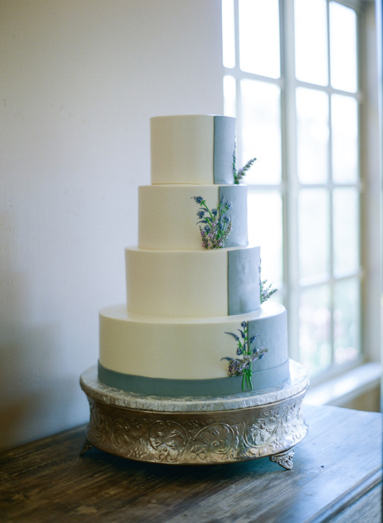 lavendar color block wedding cake