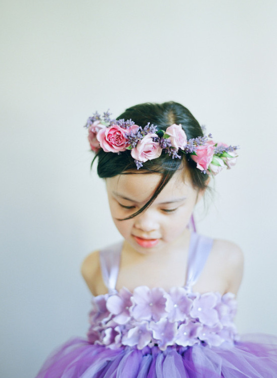 purple flower girl with pink and purple flower halo