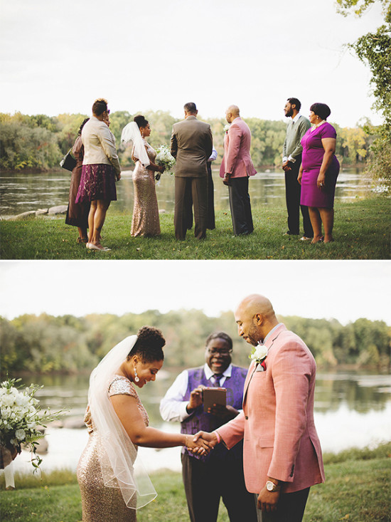 intimate wedding ceremony by the lake