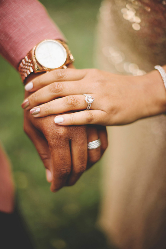 wedding nails and pear wedding ring