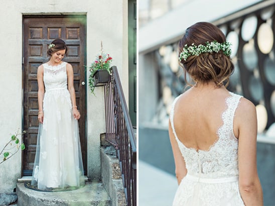 Bridal dress and hair details