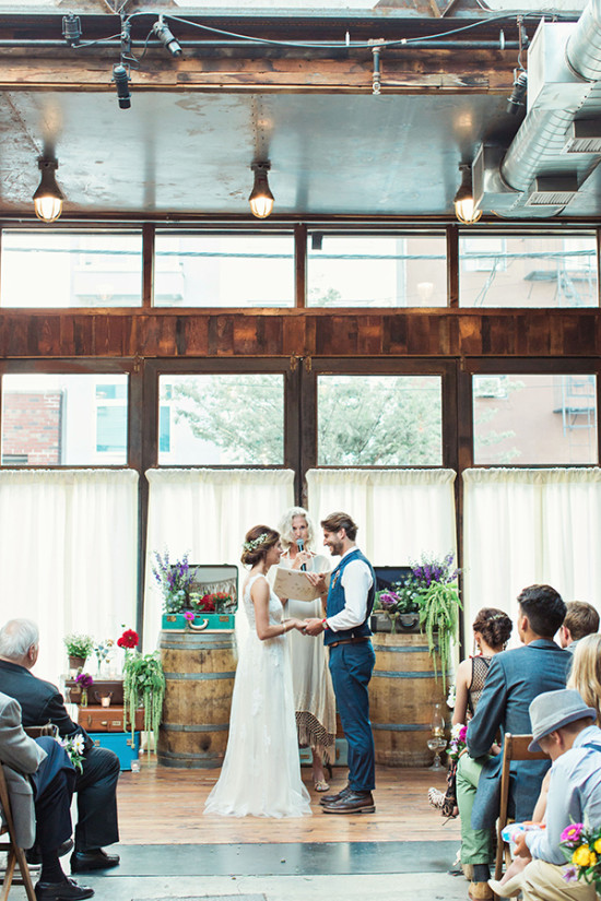 Rustic winery wedding ceremony