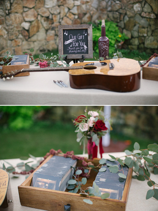 Guitar guestbook and favor table